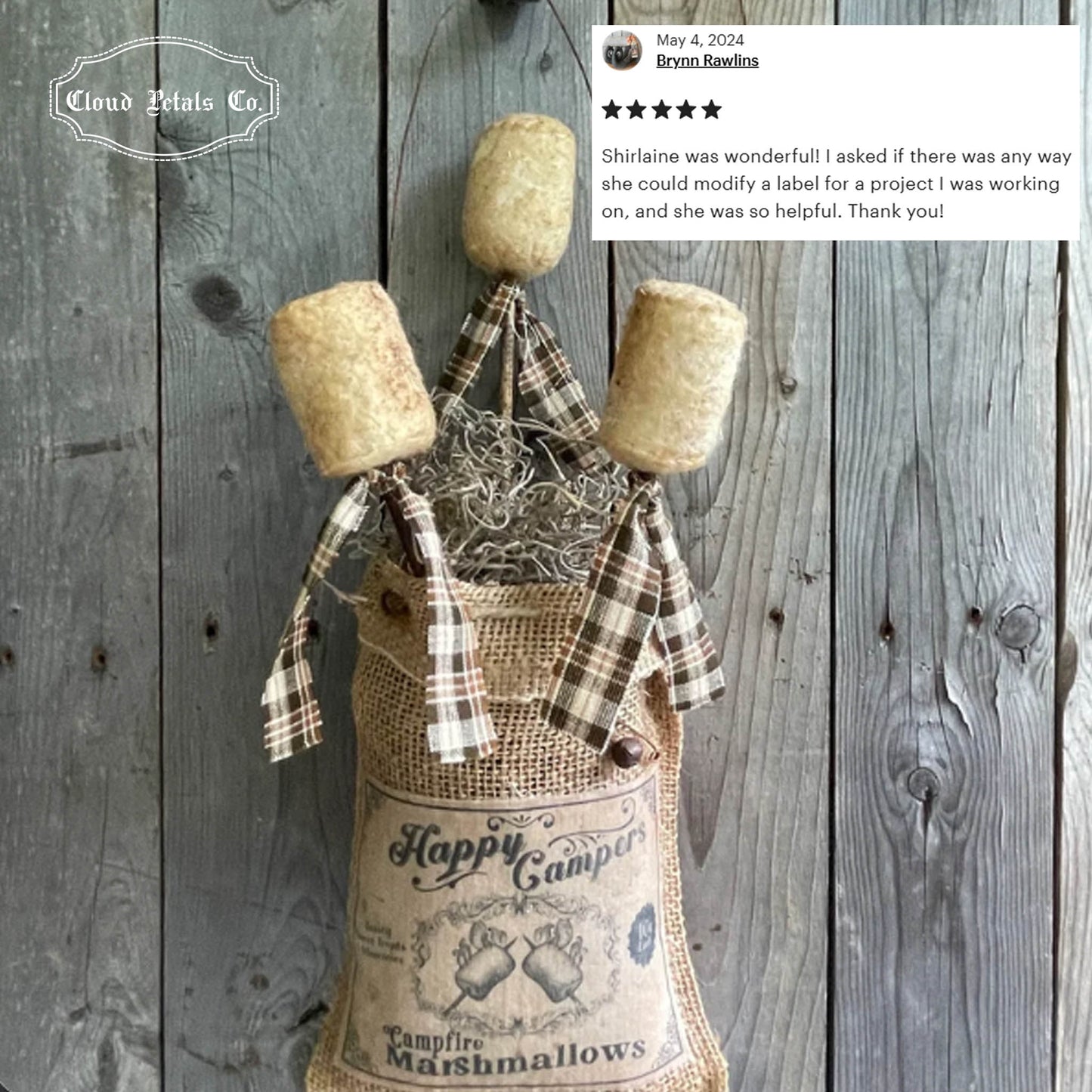 Campfire marshmallows Label on a craft bag