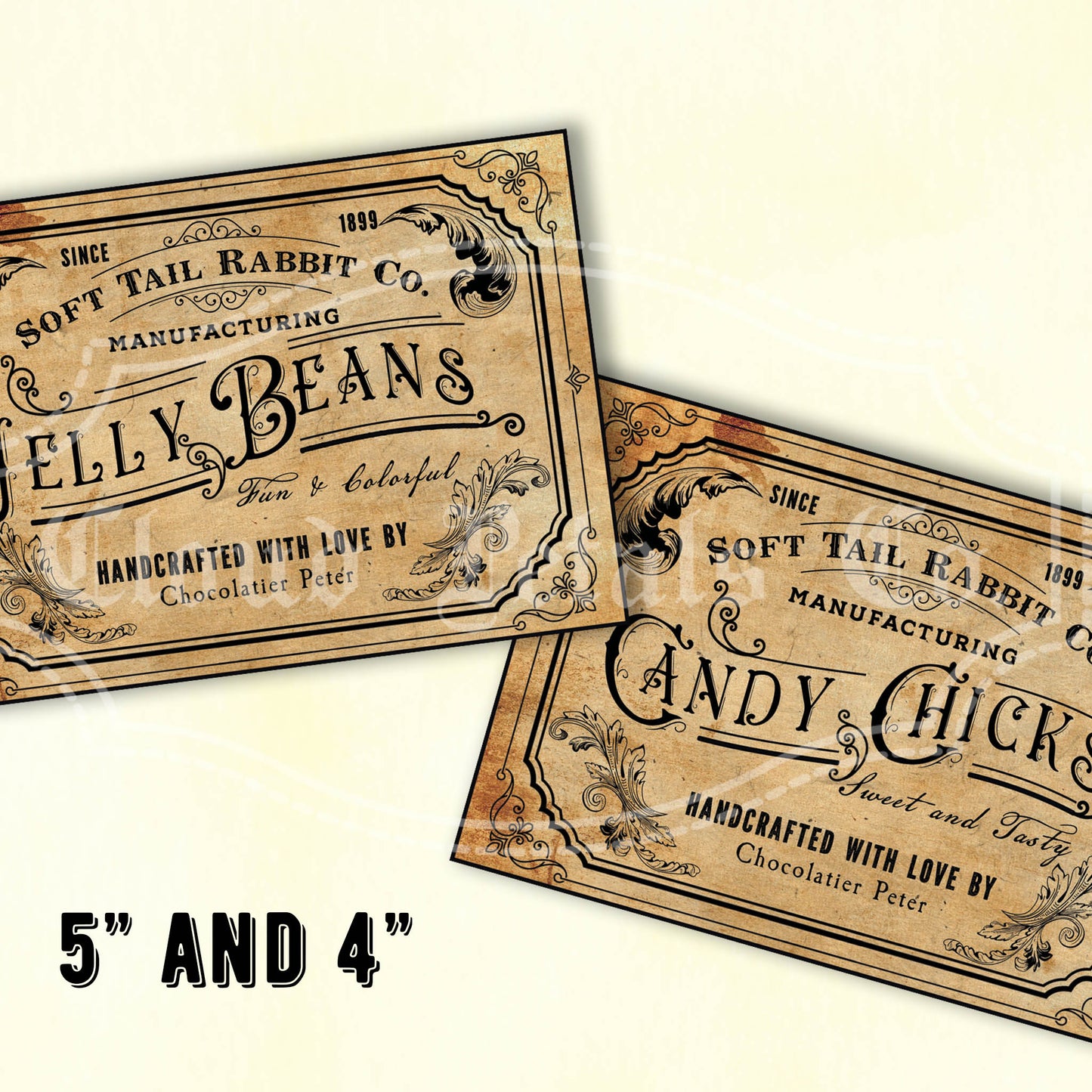 Vintage Easter Sweet Treat Label – Chocolate Eggs, Candy Chicks & Jelly Beans Printable