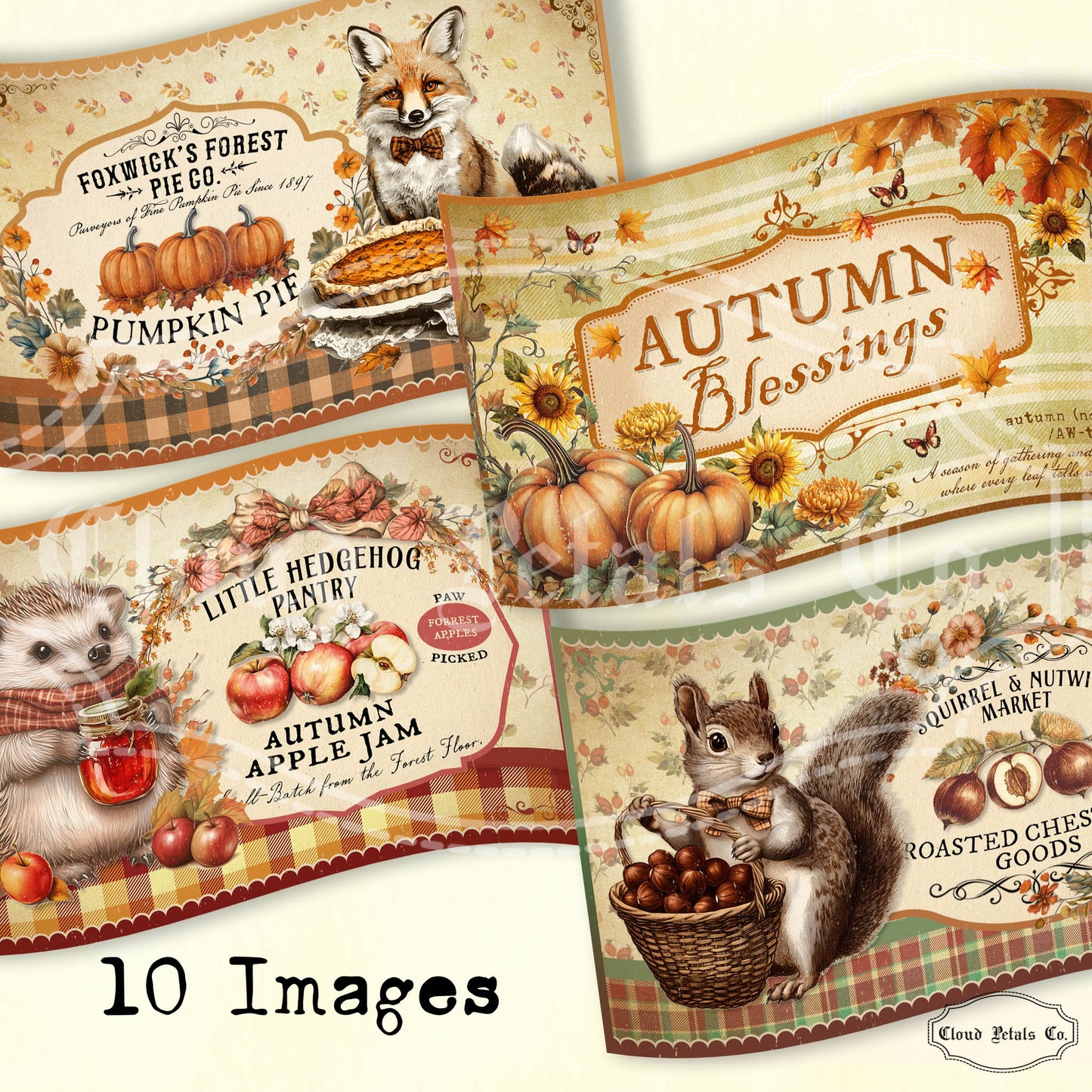 Printable fall labels fox hedgehog squirrel autumn blessings