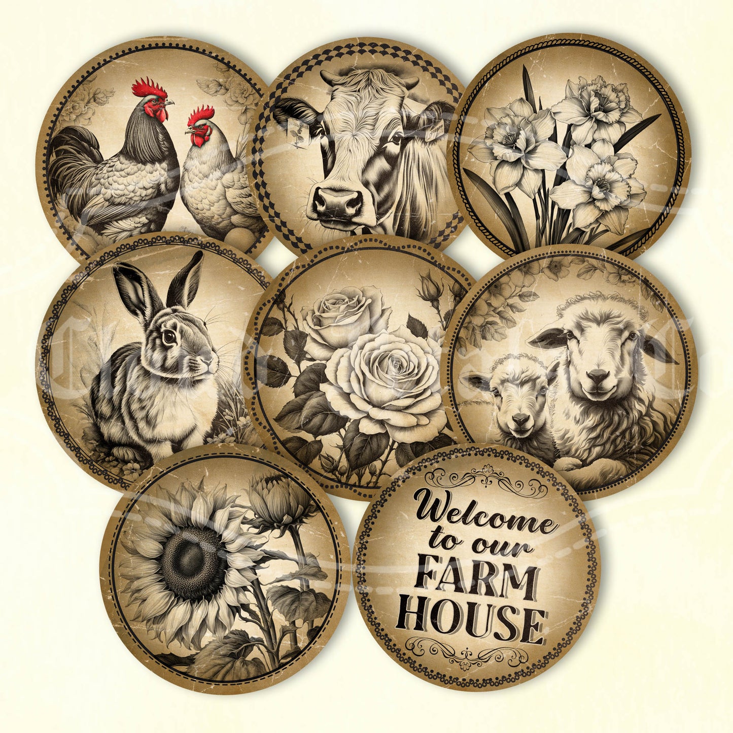 Printable farm animals and plants labels