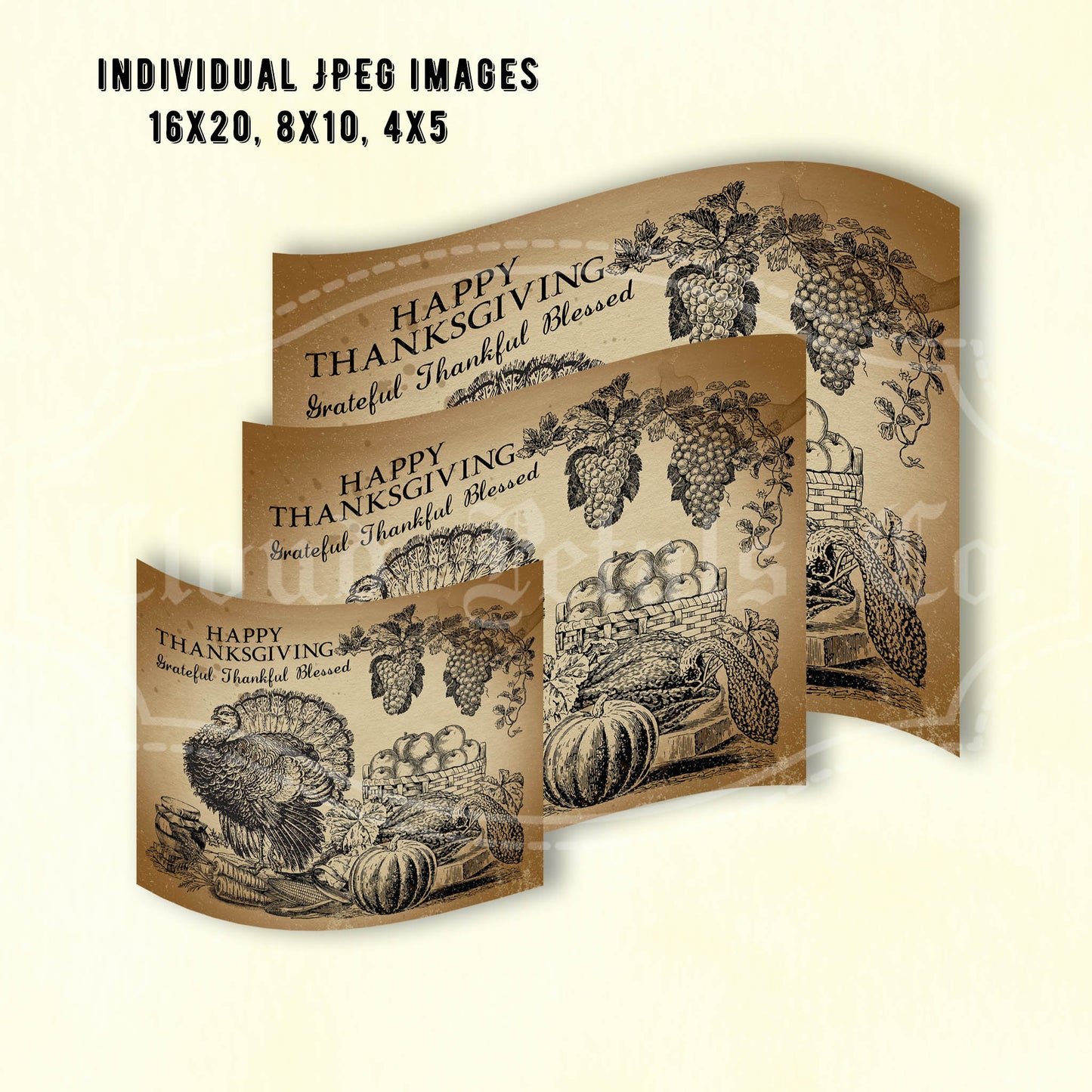 Printable old fashioned Thanksgiving wall art sizes
