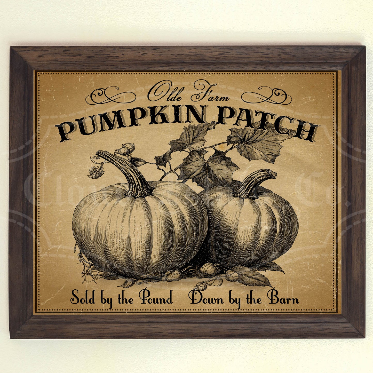 Printable old fashioned pumpkin patch wall art