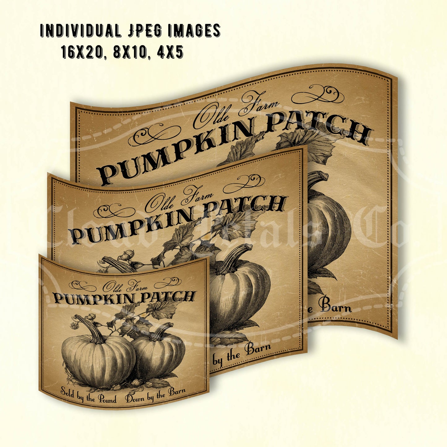 Printable old fashioned pumpkin patch wall art sizes