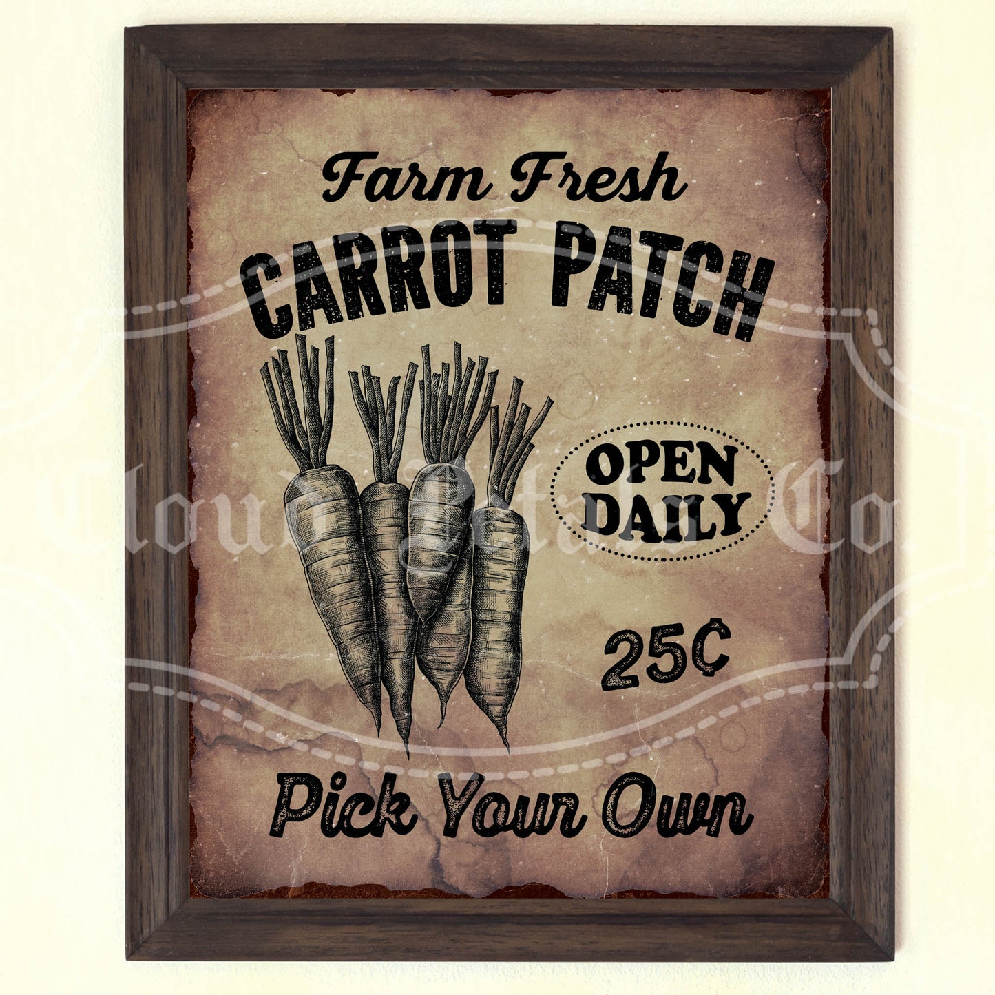 Primitive Carrot Patch Wall Art – Printable Farmhouse Easter Decor