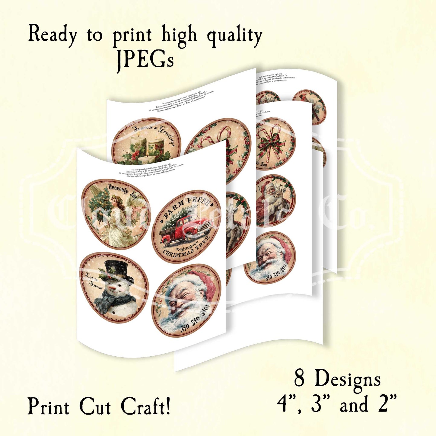 Christmas Round Tags – Vintage Printable Holiday Labels & Gift Tags