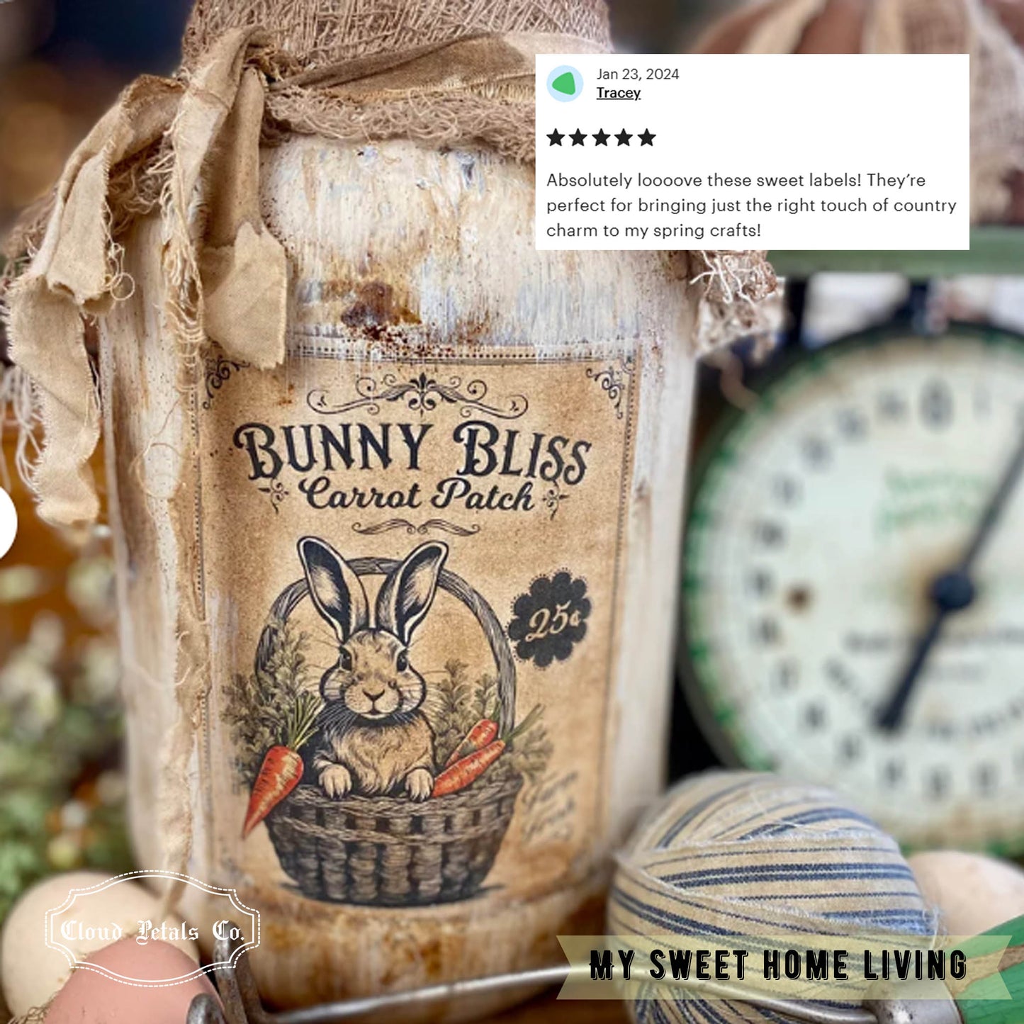 Vintage Easter Labels β Printable Bunny Bliss, Hoppity Express, Springtime Bakery & Sweet Bunny Bites