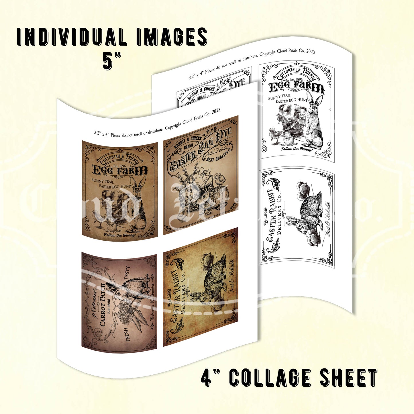 Vintage Easter Bunny Labels Bundle – Printable Egg Farm, Delivery Co. & Carrot Patch Tags