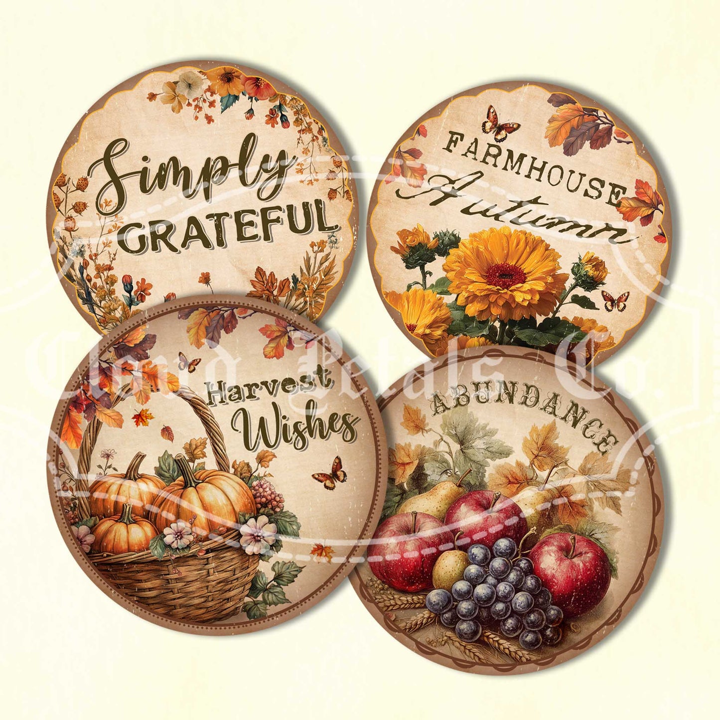 Farmhouse Autumn Round Tags – Woodland Animals, Fox, Squirrel, Rabbit, Fall Printables
