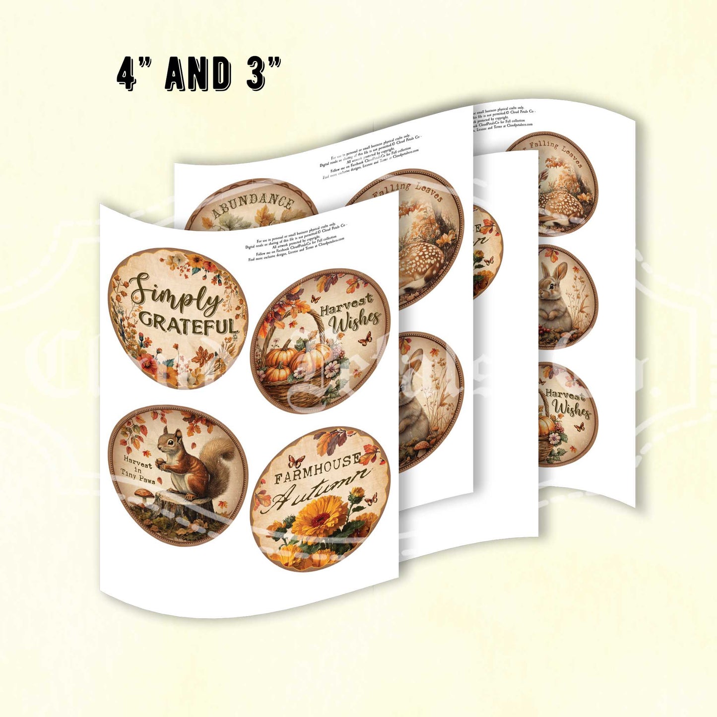 Farmhouse Autumn Round Tags – Woodland Animals, Fox, Squirrel, Rabbit, Fall Printables