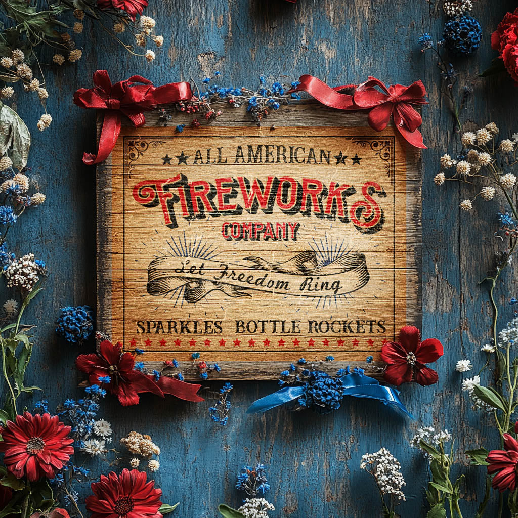 fireworks wall art on wooden sign