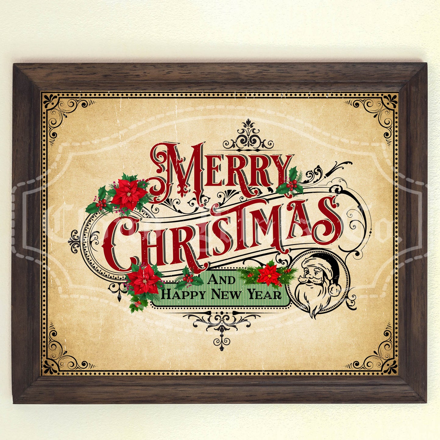 Vintage Merry Christmas Sign – Printable Retro Holiday Wall Art & Typography