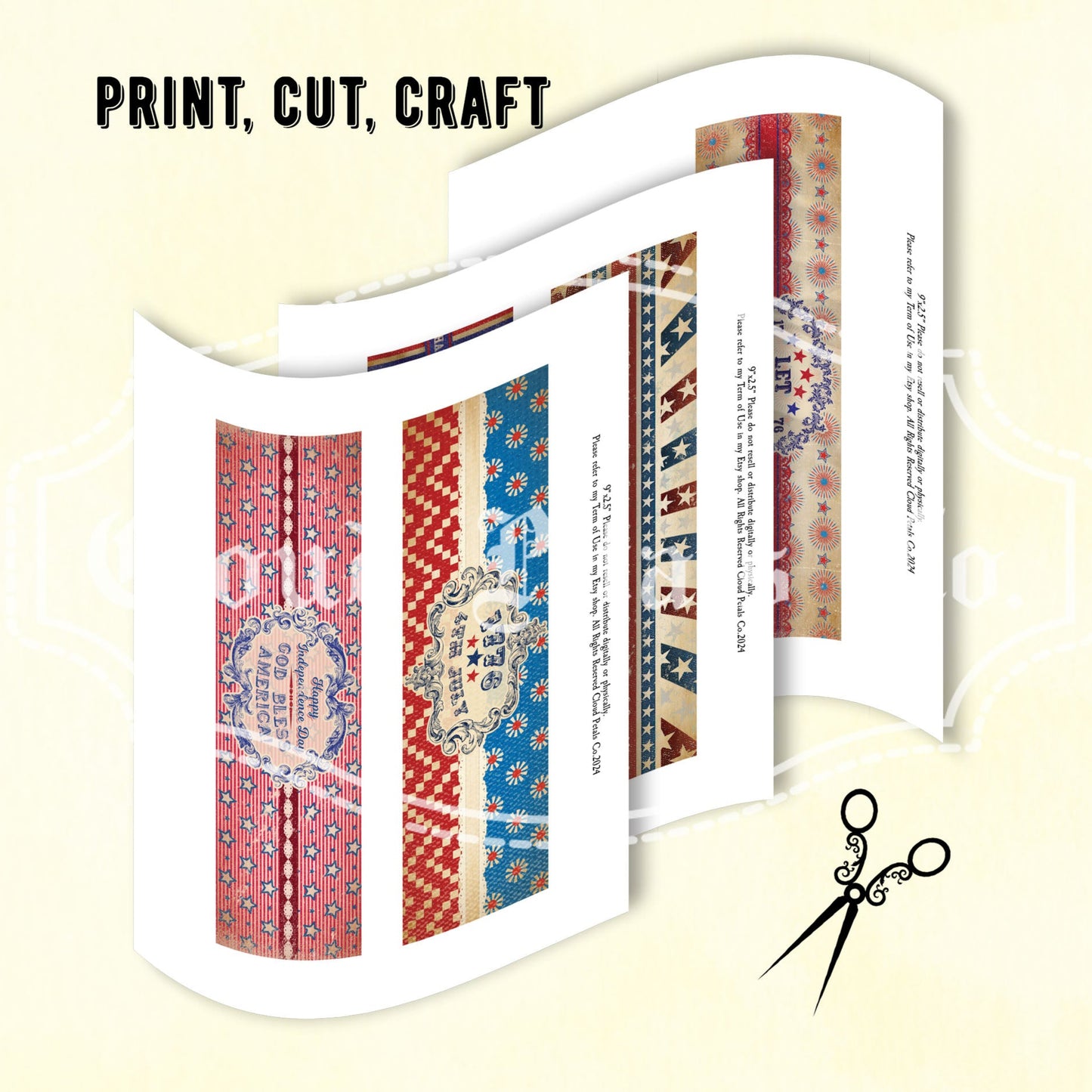 Vintage 4th of July Long Labels – Wrap-Around Printable Decor
