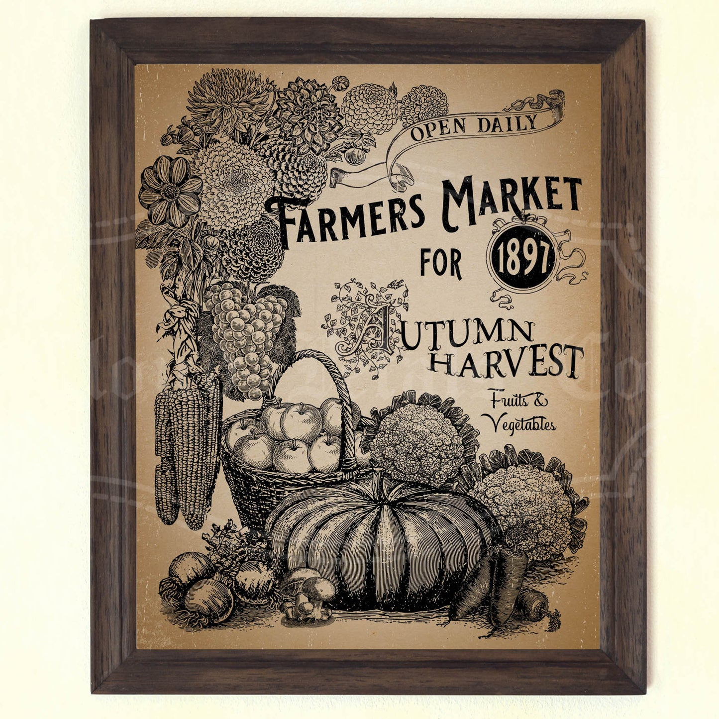 printable old fashioned fall farmers market wall art