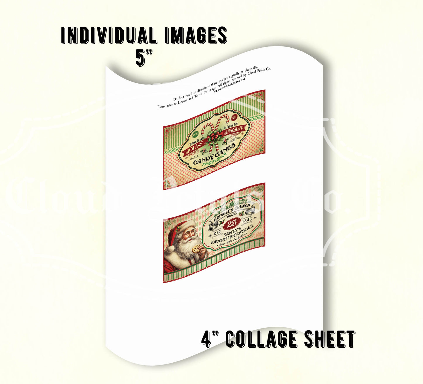 Vintage Christmas Labels – Printable Candy Canes & Santa Claus Tags