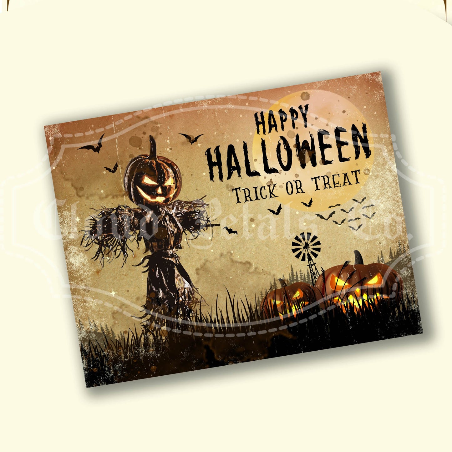 Vintage Halloween Labels – Printable Spooky Tags with Jack-o’-Lantern, Haunted House & Scarecrow