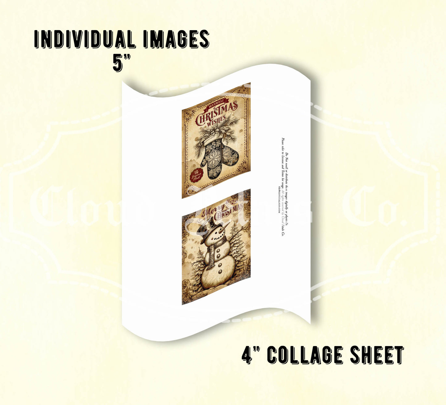 Collage sheet with two Christmas-themed images on a beige background