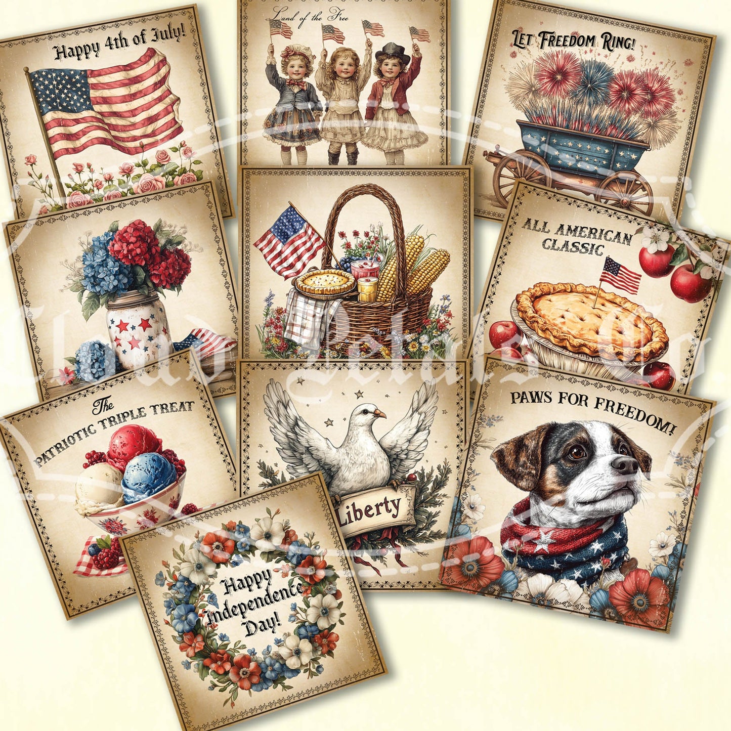 4th of July Square Images – USA Flag, Apple Pie, Picnic Basket & More