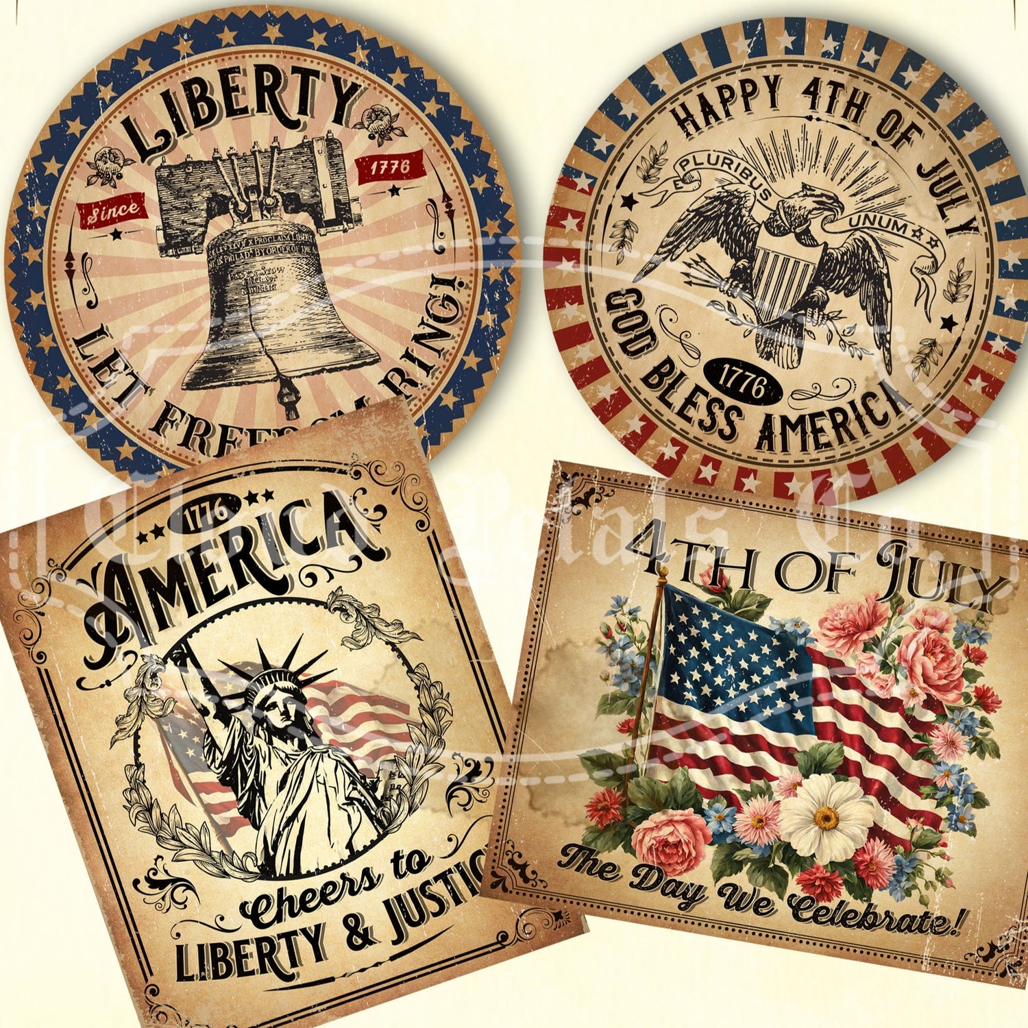 Vintage 4th of July Labels & Patriotic Printable Tags