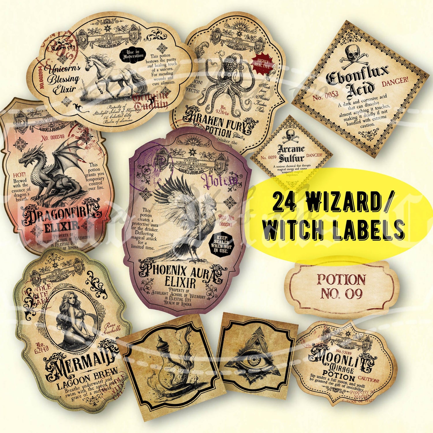 Vintage Halloween Labels & Printable Party Tags
