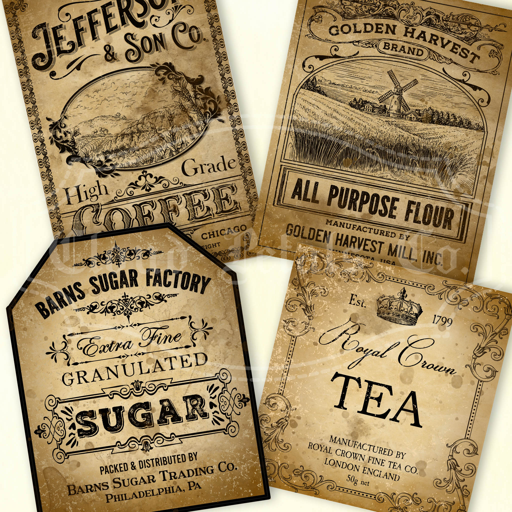 Vintage Farmhouse & Kitchen Labels Printable | Rustic Pantry Tags ...