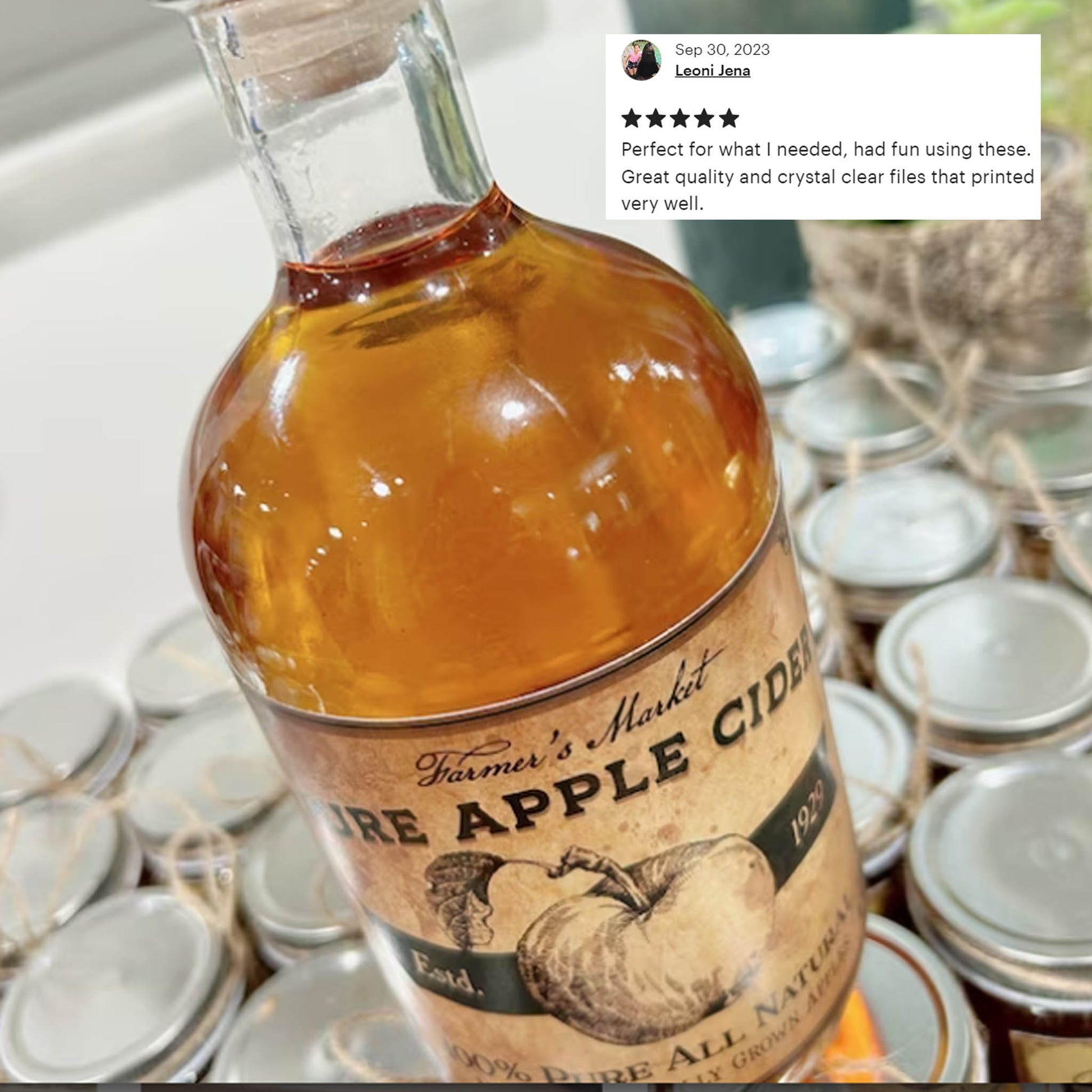 Review of Apple cider label on a bottle