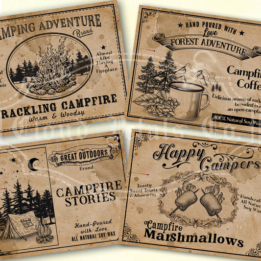 Campfire Candle Labels Printable