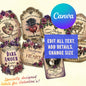 Vintage Gothic style Valentine's labels with Canva branding on a white background