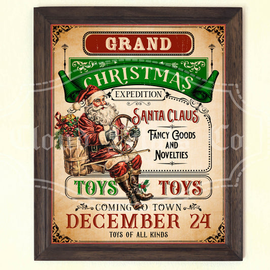 Vintage Christmas Toy Poster Printable – Christmas Grand Expedition Digital Download
