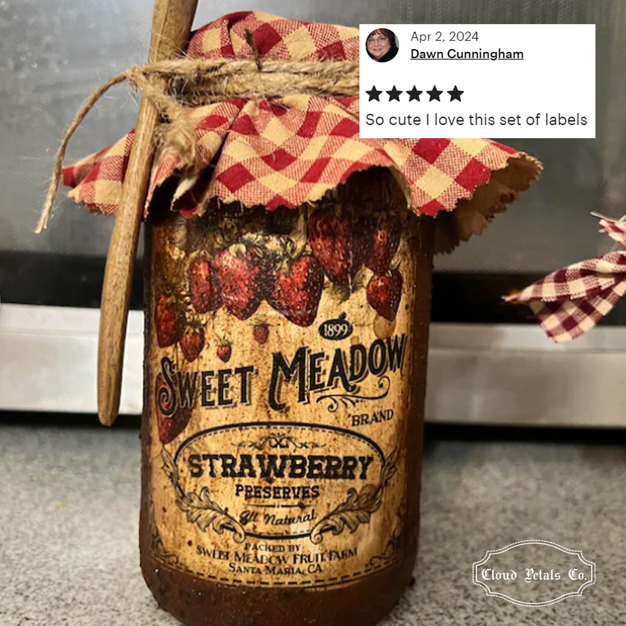 DIY craft of strawberry jam label on glass jar review