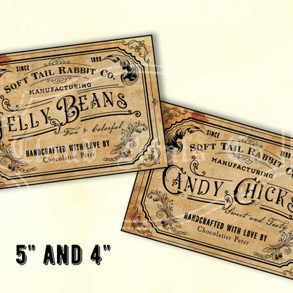 Vintage Easter Sweet Treat Label – Chocolate Eggs, Candy Chicks & Jelly Beans Printable