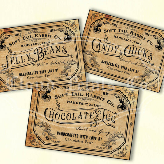 Vintage Easter Sweet Treat Label – Chocolate Eggs, Candy Chicks & Jelly Beans Printable