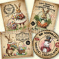 Vintage-style rabbit-themed product labels with illustrations of bunnies and Easter elements.