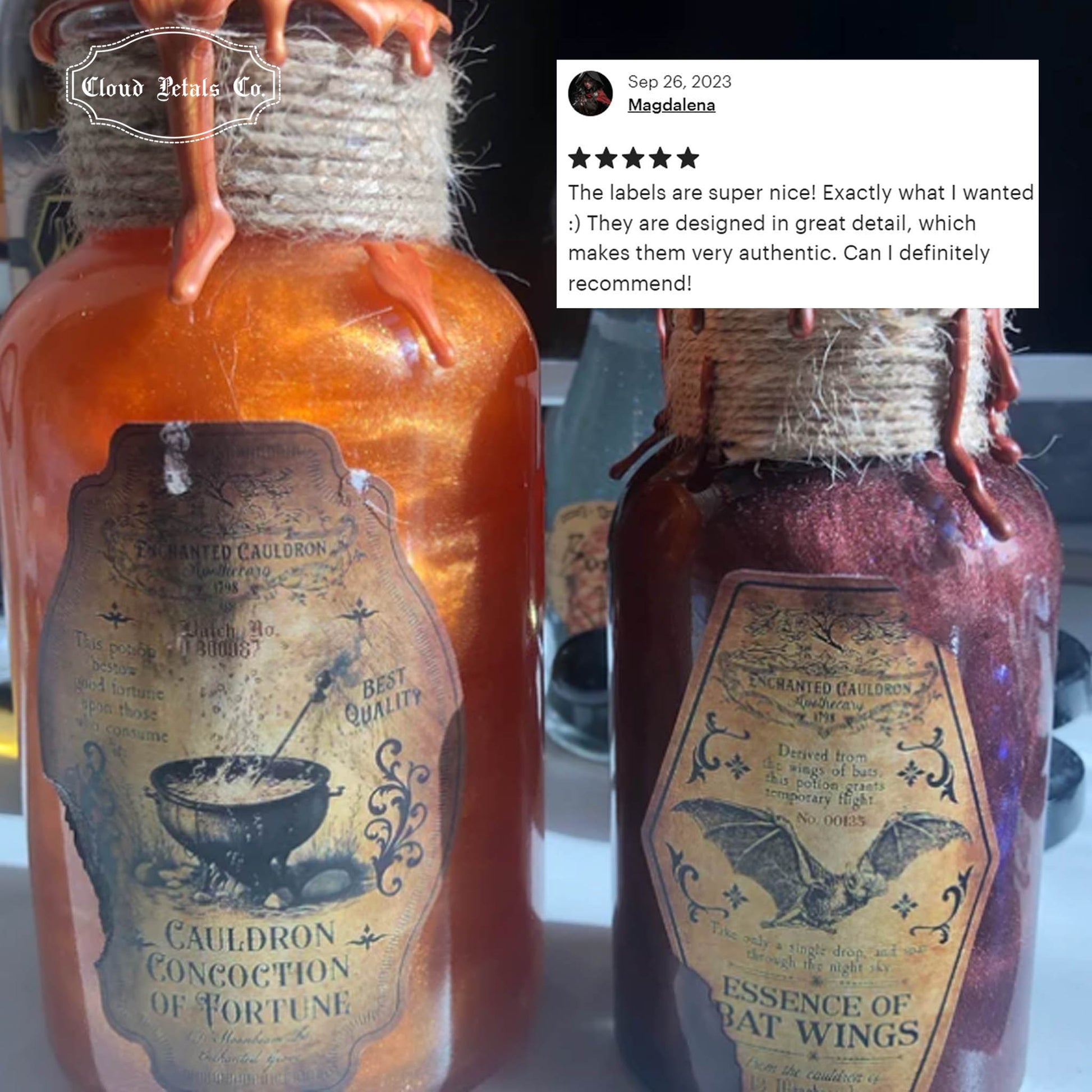 Halloween witch_potion_labels_on_glass_bottle_review