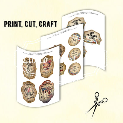 Printable 4th of July apothecary labels collage sheet