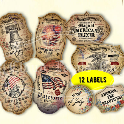 Printable 4th of July apothecary potion labels