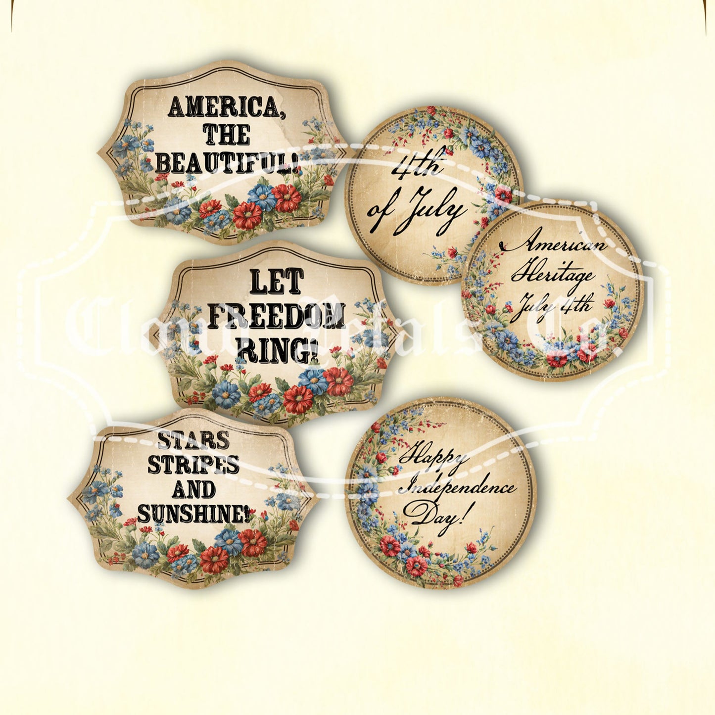 Printable 4th of July apothecary words labels set