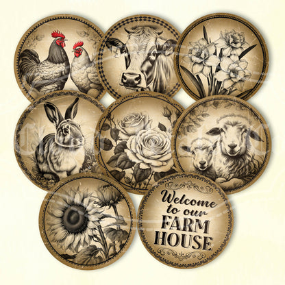 Printable farm animals and plants labels
