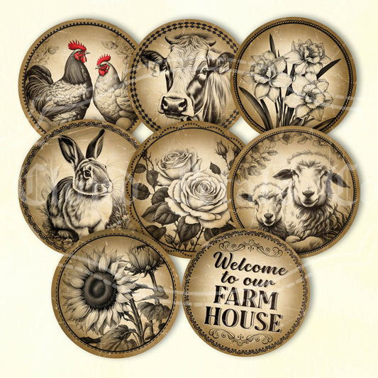 Printable farm animals and plants labels