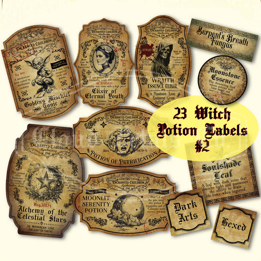 Printable halloween labels with ghost, goblin, moon