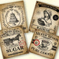 Printable kitchen labels for sugar, cocoa,raisins and flour
