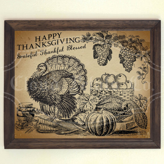 Printable old fashioned Thanksgiving wall art