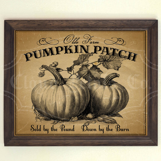 Printable old fashioned pumpkin patch wall art 