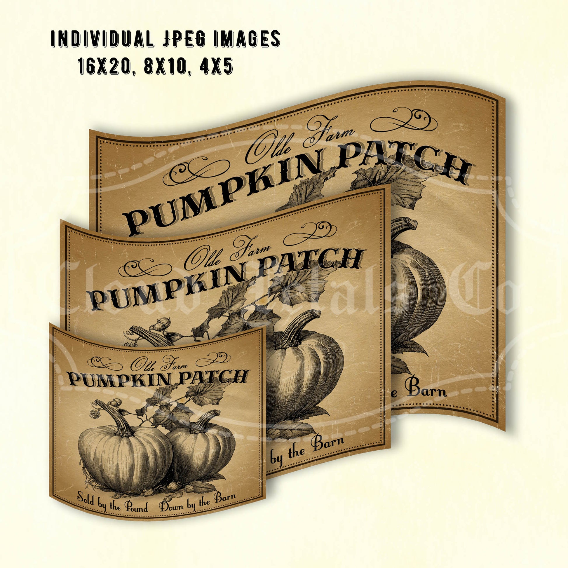 Printable old fashioned pumpkin patch wall art sizes