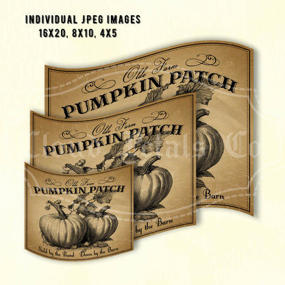 Printable old fashioned pumpkin patch wall art sizes