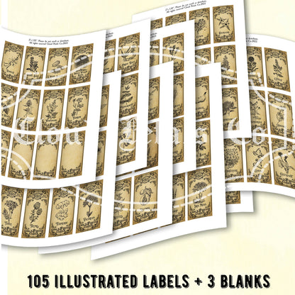 Printable vintage apothecary herb labels collage sheet