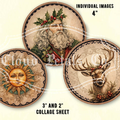 Yule, Winter solstice, pagan holiday round tags