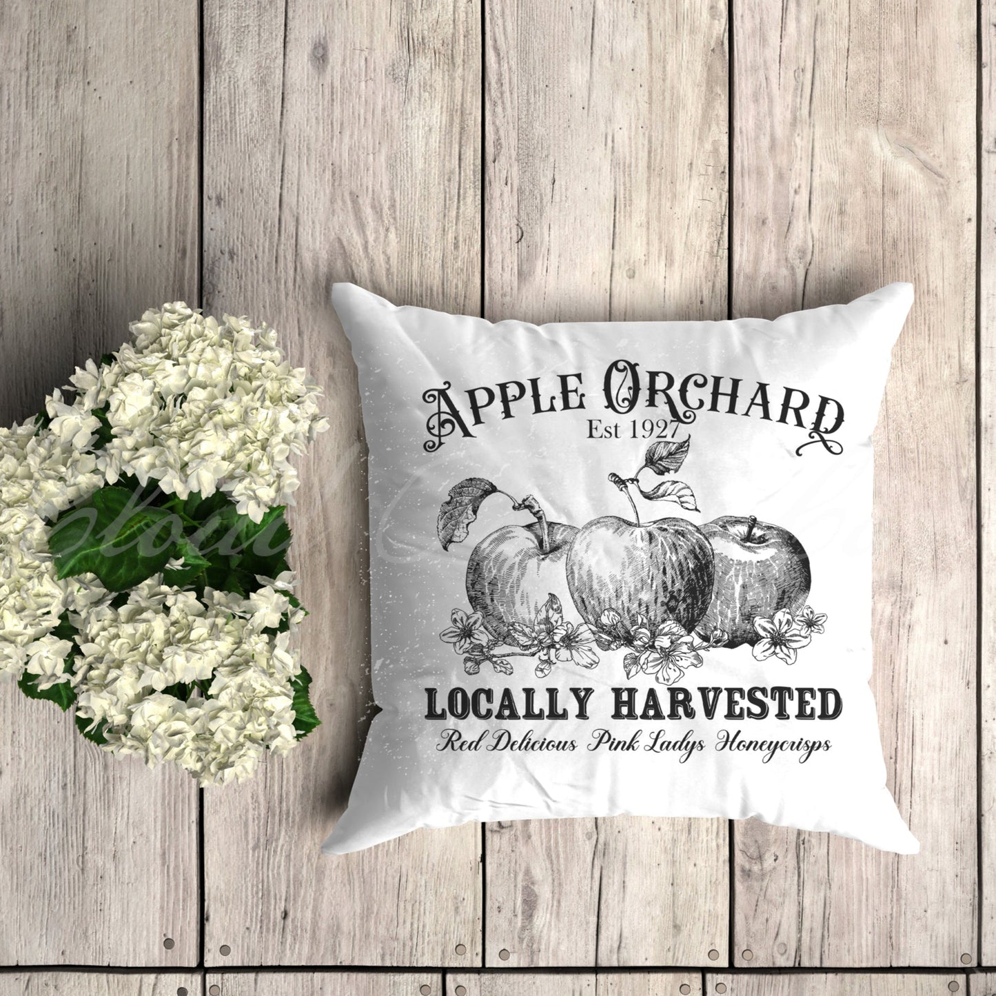 Apple orchard PNG printed on pillow