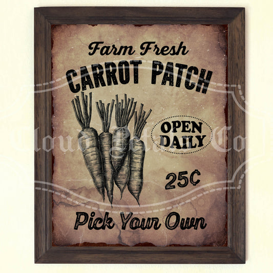 Primitive Carrot Patch Wall Art – Printable Farmhouse Easter Decor