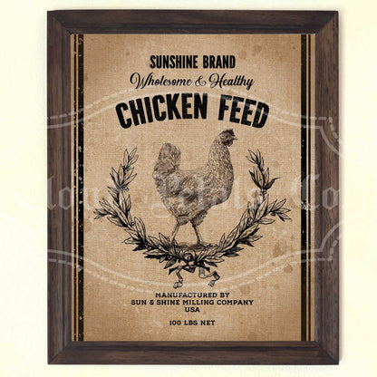 Vintage Chicken Feed Sign – Rustic Farmhouse Wall Art (Printable Digital Download)
