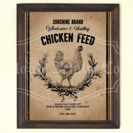 Vintage Chicken Feed Sign – Rustic Farmhouse Wall Art (Printable Digital Download)